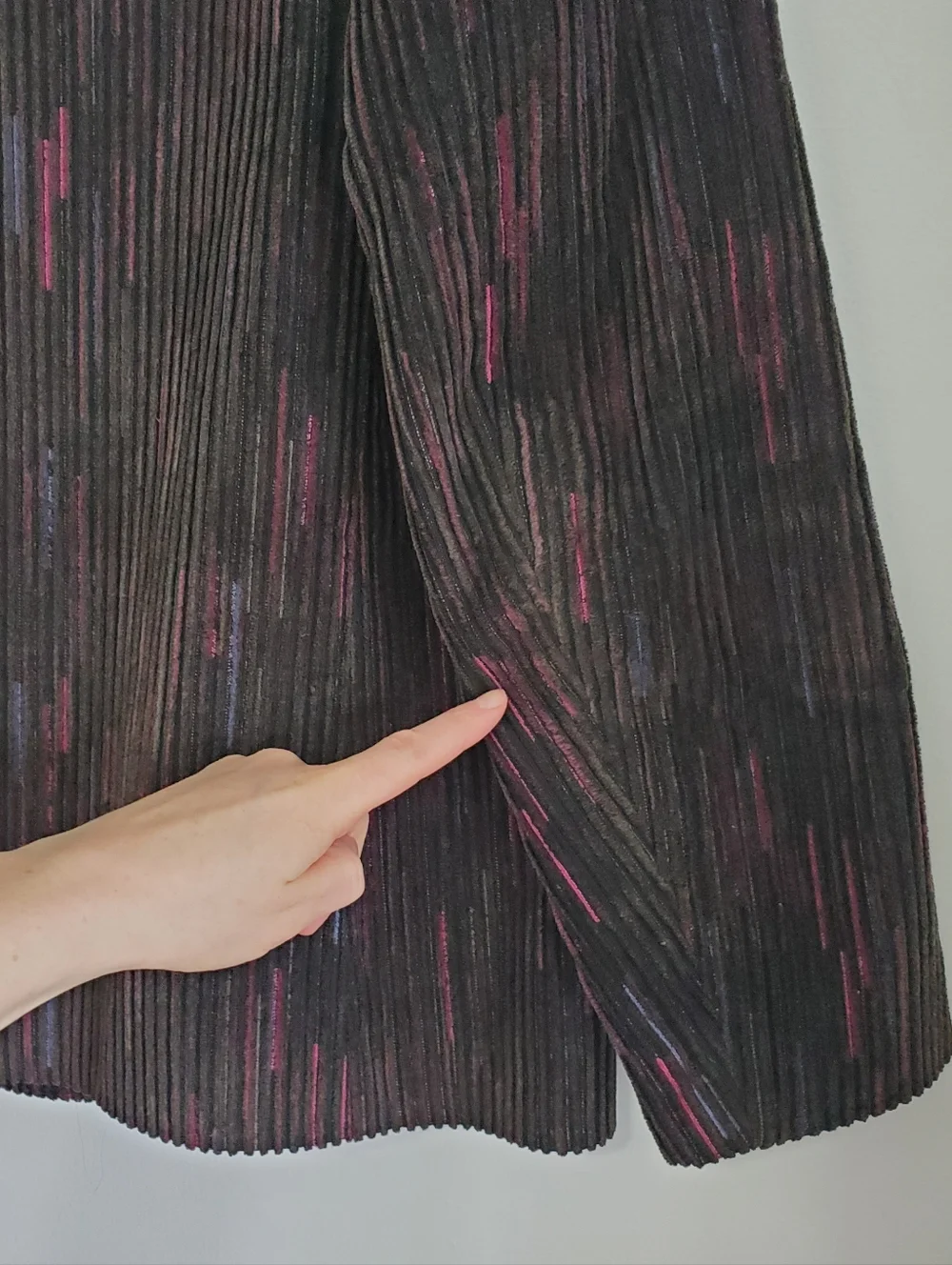 Vintage 60s Brian Tucker Dublin Size 12 Black Corduroy Suit Jacket Pink Stripes - Picture 10 of 16